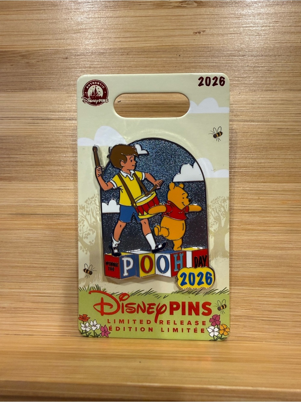 Disney Winnie the Pooh & Christopher Robin Enamel Pin - Yellow, Red, Blue
